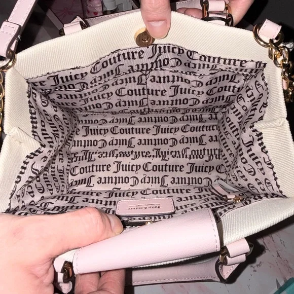 Juicy Couture Berry Sweet Mini Bag Cream & Pink Strawberry Charm Satchel - Picture 7 of 9